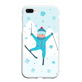Чехол для iPhone 7Plus/8 Plus матовый с принтом Лыжник в Петрозаводске, Силикон | Область печати: задняя сторона чехла, без боковых панелей | extreme | ski | skiing | горнолыжное | горные лыжи | лыжник | фристайл | экстрим