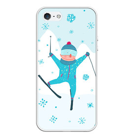 Чехол для iPhone 5/5S матовый с принтом Лыжник в Петрозаводске, Силикон | Область печати: задняя сторона чехла, без боковых панелей | extreme | ski | skiing | горнолыжное | горные лыжи | лыжник | фристайл | экстрим