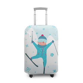 Чехол для чемодана 3D с принтом Лыжник в Петрозаводске, 86% полиэфир, 14% спандекс | двустороннее нанесение принта, прорези для ручек и колес | extreme | ski | skiing | горнолыжное | горные лыжи | лыжник | фристайл | экстрим