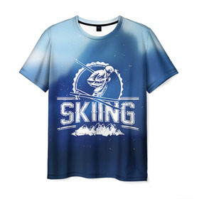 Мужская футболка 3D с принтом Лыжный спорт в Петрозаводске, 100% полиэфир | прямой крой, круглый вырез горловины, длина до линии бедер | extreme | ski | skiing | горнолыжное | горные лыжи | лыжник | фристайл | экстрим