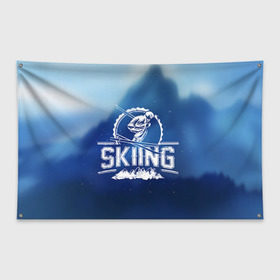 Флаг-баннер с принтом Лыжный спорт в Петрозаводске, 100% полиэстер | размер 67 х 109 см, плотность ткани — 95 г/м2; по краям флага есть четыре люверса для крепления | extreme | ski | skiing | горнолыжное | горные лыжи | лыжник | фристайл | экстрим