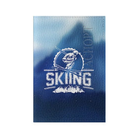Обложка для паспорта матовая кожа с принтом Лыжный спорт в Петрозаводске, натуральная матовая кожа | размер 19,3 х 13,7 см; прозрачные пластиковые крепления | Тематика изображения на принте: extreme | ski | skiing | горнолыжное | горные лыжи | лыжник | фристайл | экстрим