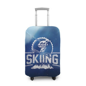 Чехол для чемодана 3D с принтом Лыжный спорт в Петрозаводске, 86% полиэфир, 14% спандекс | двустороннее нанесение принта, прорези для ручек и колес | extreme | ski | skiing | горнолыжное | горные лыжи | лыжник | фристайл | экстрим