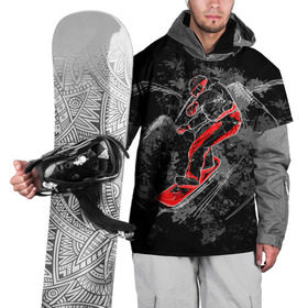 Накидка на куртку 3D с принтом Сноубордист в Петрозаводске, 100% полиэстер |  | extreme | snowboard | сноуборд | сноубордист | экстрим