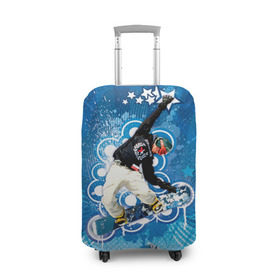 Чехол для чемодана 3D с принтом Экстрим в Петрозаводске, 86% полиэфир, 14% спандекс | двустороннее нанесение принта, прорези для ручек и колес | extreme | snowboard | сноуборд | сноубордист | спорт | экстрим