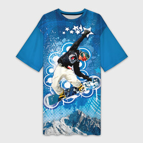 Платье-футболка 3D с принтом Экстрим в Петрозаводске,  |  | extreme | snowboard | сноуборд | сноубордист | спорт | экстрим