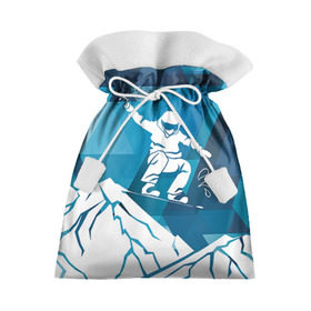 Подарочный 3D мешок с принтом Горы и сноубордист в Петрозаводске, 100% полиэстер | Размер: 29*39 см | extreme | snowboard | сноуборд | сноубордист | экстрим