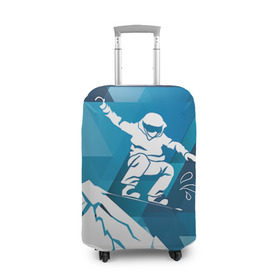 Чехол для чемодана 3D с принтом Горы и сноубордист в Петрозаводске, 86% полиэфир, 14% спандекс | двустороннее нанесение принта, прорези для ручек и колес | extreme | snowboard | сноуборд | сноубордист | экстрим