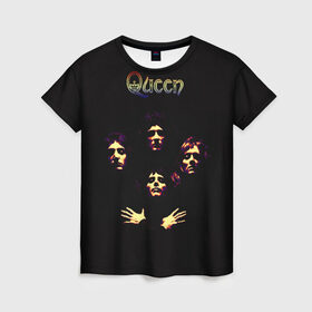 Женская футболка 3D с принтом Queen в Петрозаводске, 100% полиэфир ( синтетическое хлопкоподобное полотно) | прямой крой, круглый вырез горловины, длина до линии бедер | freddie | heavy | mercury | metal | queen | rock | квин | куин | меркури | меркюри | метал | рок | фредди меркьюри | фреди | хэви