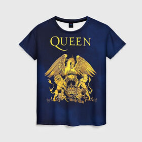Женская футболка 3D с принтом Группа Queen в Петрозаводске, 100% полиэфир ( синтетическое хлопкоподобное полотно) | прямой крой, круглый вырез горловины, длина до линии бедер | freddie | heavy | mercury | metal | queen | rock | квин | куин | меркури | меркюри | метал | рок | фредди меркьюри | фреди | хэви