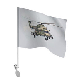 Флаг для автомобиля с принтом МИ 8 в Петрозаводске, 100% полиэстер | Размер: 30*21 см | авиация | армия | ввс | вертолет | военная техника | ми 8 | ударный