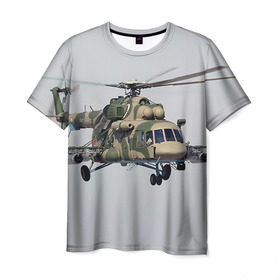 Мужская футболка 3D с принтом МИ 8 в Петрозаводске, 100% полиэфир | прямой крой, круглый вырез горловины, длина до линии бедер | авиация | армия | ввс | вертолет | военная техника | ми 8 | ударный