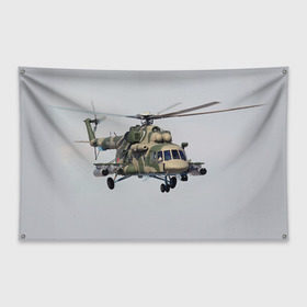 Флаг-баннер с принтом МИ 8 в Петрозаводске, 100% полиэстер | размер 67 х 109 см, плотность ткани — 95 г/м2; по краям флага есть четыре люверса для крепления | авиация | армия | ввс | вертолет | военная техника | ми 8 | ударный