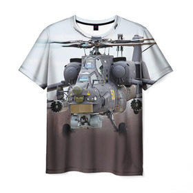 Мужская футболка 3D с принтом МИ 28 в Петрозаводске, 100% полиэфир | прямой крой, круглый вырез горловины, длина до линии бедер | авиация | армия | боевой | ввс | вертолет | военная техника | ми 28 | ночной охотник | ударный