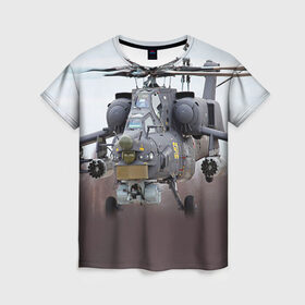 Женская футболка 3D с принтом МИ 28 в Петрозаводске, 100% полиэфир ( синтетическое хлопкоподобное полотно) | прямой крой, круглый вырез горловины, длина до линии бедер | авиация | армия | боевой | ввс | вертолет | военная техника | ми 28 | ночной охотник | ударный