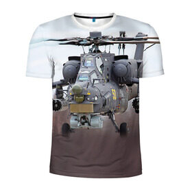 Мужская футболка 3D спортивная с принтом МИ 28 в Петрозаводске, 100% полиэстер с улучшенными характеристиками | приталенный силуэт, круглая горловина, широкие плечи, сужается к линии бедра | авиация | армия | боевой | ввс | вертолет | военная техника | ми 28 | ночной охотник | ударный