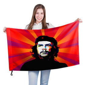 Флаг 3D с принтом Че Гевара в Петрозаводске, 100% полиэстер | плотность ткани — 95 г/м2, размер — 67 х 109 см. Принт наносится с одной стороны | куба | поп арт | революционер | чегевара