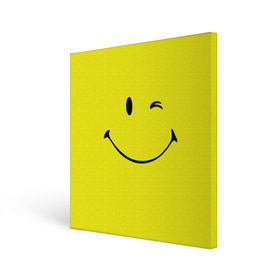Холст квадратный с принтом Смайл в Петрозаводске, 100% ПВХ |  | emoji | smile | жёлтый | смайл | смайлик | улыбка | эмодзи | эмоции