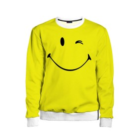 Детский свитшот 3D с принтом Смайл в Петрозаводске, 100% полиэстер | свободная посадка, прямой крой, мягкая тканевая резинка на рукавах и понизу свитшота | Тематика изображения на принте: emoji | smile | жёлтый | смайл | смайлик | улыбка | эмодзи | эмоции