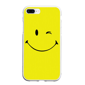 Чехол для iPhone 7Plus/8 Plus матовый с принтом Смайл в Петрозаводске, Силикон | Область печати: задняя сторона чехла, без боковых панелей | emoji | smile | жёлтый | смайл | смайлик | улыбка | эмодзи | эмоции