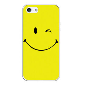 Чехол для iPhone 5/5S матовый с принтом Смайл в Петрозаводске, Силикон | Область печати: задняя сторона чехла, без боковых панелей | emoji | smile | жёлтый | смайл | смайлик | улыбка | эмодзи | эмоции