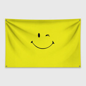 Флаг-баннер с принтом Смайл в Петрозаводске, 100% полиэстер | размер 67 х 109 см, плотность ткани — 95 г/м2; по краям флага есть четыре люверса для крепления | emoji | smile | жёлтый | смайл | смайлик | улыбка | эмодзи | эмоции