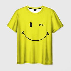 Мужская футболка 3D с принтом Смайл в Петрозаводске, 100% полиэфир | прямой крой, круглый вырез горловины, длина до линии бедер | emoji | smile | жёлтый | смайл | смайлик | улыбка | эмодзи | эмоции