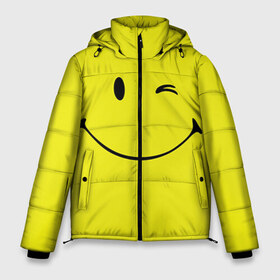 Мужская зимняя куртка 3D с принтом Смайл в Петрозаводске, верх — 100% полиэстер; подкладка — 100% полиэстер; утеплитель — 100% полиэстер | длина ниже бедра, свободный силуэт Оверсайз. Есть воротник-стойка, отстегивающийся капюшон и ветрозащитная планка. 

Боковые карманы с листочкой на кнопках и внутренний карман на молнии. | emoji | smile | жёлтый | смайл | смайлик | улыбка | эмодзи | эмоции