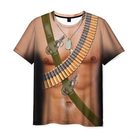 Мужская футболка 3D с принтом Солдат в Петрозаводске, 100% полиэфир | прямой крой, круглый вырез горловины, длина до линии бедер | 23 февраля | армия | граната | защитник | мужской праздник | мужчине | отечества | подарок | пуля | солдат