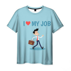 Мужская футболка 3D с принтом Я люблю свою работу в Петрозаводске, 100% полиэфир | прямой крой, круглый вырез горловины, длина до линии бедер | любимая работа | я люблю свою работуработа