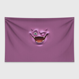 Флаг-баннер с принтом Пластилиновый смайл в Петрозаводске, 100% полиэстер | размер 67 х 109 см, плотность ткани — 95 г/м2; по краям флага есть четыре люверса для крепления | глаза | мульт | рожица | рот | смайл | улыбка