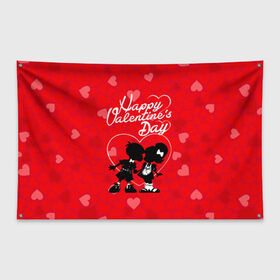 Флаг-баннер с принтом Valentines Day в Петрозаводске, 100% полиэстер | размер 67 х 109 см, плотность ткани — 95 г/м2; по краям флага есть четыре люверса для крепления | valentines day | любовь | поцелуй | сердца