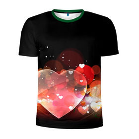 Мужская футболка 3D спортивная с принтом Сердца в Петрозаводске, 100% полиэстер с улучшенными характеристиками | приталенный силуэт, круглая горловина, широкие плечи, сужается к линии бедра | 14 февраля | love | валентин | влюбленные | любовь | сердечко | сердце