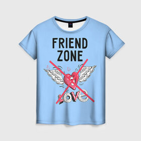 Женская футболка 3D с принтом Friendzone в Петрозаводске, 100% полиэфир ( синтетическое хлопкоподобное полотно) | прямой крой, круглый вырез горловины, длина до линии бедер | 14 февраля | friendzone | valentine | день святого валентина | ненавижу 14 февраля | сердечки | френдзона