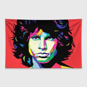 Флаг-баннер с принтом Jim morrison в Петрозаводске, 100% полиэстер | размер 67 х 109 см, плотность ткани — 95 г/м2; по краям флага есть четыре люверса для крепления | jim morrison джим моррисон | поп арт | портрет