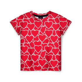 Детская футболка 3D с принтом Сердца в Петрозаводске, 100% гипоаллергенный полиэфир | прямой крой, круглый вырез горловины, длина до линии бедер, чуть спущенное плечо, ткань немного тянется | любовь | орнамент | сердца