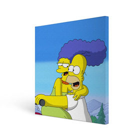 Холст квадратный с принтом Гомер и Мардж в Петрозаводске, 100% ПВХ |  | Тематика изображения на принте: гомер
