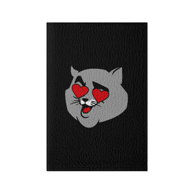 Обложка для паспорта матовая кожа с принтом Влюбленный кот в Петрозаводске, натуральная матовая кожа | размер 19,3 х 13,7 см; прозрачные пластиковые крепления | Тематика изображения на принте: 14 февраля | валентин | кот | любовь | март