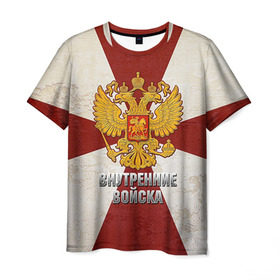 Мужская футболка 3D с принтом Внутренние войска в Петрозаводске, 100% полиэфир | прямой крой, круглый вырез горловины, длина до линии бедер | армия | вв | внутренние войска | войска | герб | силовые структуры