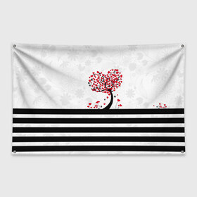 Флаг-баннер с принтом Сердца в Петрозаводске, 100% полиэстер | размер 67 х 109 см, плотность ткани — 95 г/м2; по краям флага есть четыре люверса для крепления | весна | дерево | любовь | сердца | цветут | цветы