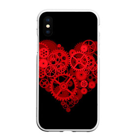 Чехол для iPhone XS Max матовый с принтом Механическое сердце в Петрозаводске, Силикон | Область печати: задняя сторона чехла, без боковых панелей | контраст | любовь | механическое | сердце | шестеренки