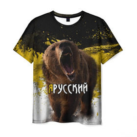 Мужская футболка 3D с принтом Я русский в Петрозаводске, 100% полиэфир | прямой крой, круглый вырез горловины, длина до линии бедер | русь