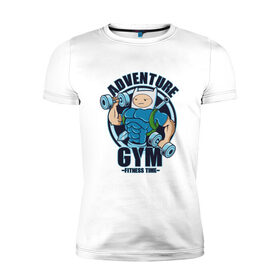 Мужская футболка премиум с принтом Adventure Gym в Петрозаводске, 92% хлопок, 8% лайкра | приталенный силуэт, круглый вырез ворота, длина до линии бедра, короткий рукав | Тематика изображения на принте: 