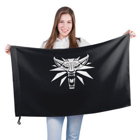 Флаг 3D с принтом Witcher в Петрозаводске, 100% полиэстер | плотность ткани — 95 г/м2, размер — 67 х 109 см. Принт наносится с одной стороны | ведьмак