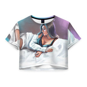 Женская футболка 3D укороченная с принтом Olekseyproduction Няша в Петрозаводске, 100% полиэстер | круглая горловина, длина футболки до линии талии, рукава с отворотами | oprod | няша | оригинальный принт выполнен талантливым дизайнеромswag