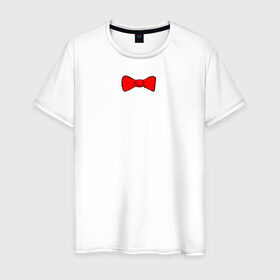 Мужская футболка хлопок с принтом Bow Tie в Петрозаводске, 100% хлопок | прямой крой, круглый вырез горловины, длина до линии бедер, слегка спущенное плечо. | бабочка | бант | галстук