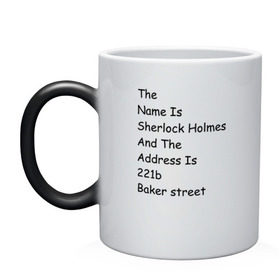 Кружка хамелеон с принтом The names Sherlock Holmes в Петрозаводске, керамика | меняет цвет при нагревании, емкость 330 мл | bbc | benedict | cumberbatch | dead | detective | doctor | freeman | holmes | john | martin | potato | sherlock | watson | бенедикт | ватсон | детектив | доктор | камбербэтч | мартин | мориарти | профессор | фримен | холмс | шерлок