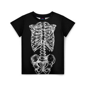 Детская футболка 3D с принтом Скелет в Петрозаводске, 100% гипоаллергенный полиэфир | прямой крой, круглый вырез горловины, длина до линии бедер, чуть спущенное плечо, ткань немного тянется | скелет