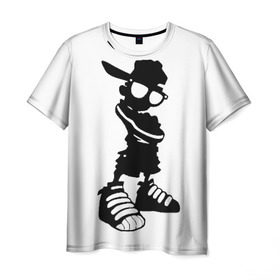 Мужская футболка 3D с принтом Пацанчик в Петрозаводске, 100% полиэфир | прямой крой, круглый вырез горловины, длина до линии бедер | кепка | крутой | очки | парень | пацан | силуэт | хип | хоп
