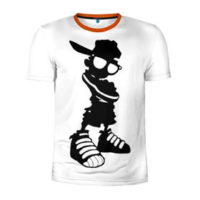 Мужская футболка 3D спортивная с принтом Пацанчик в Петрозаводске, 100% полиэстер с улучшенными характеристиками | приталенный силуэт, круглая горловина, широкие плечи, сужается к линии бедра | кепка | крутой | очки | парень | пацан | силуэт | хип | хоп